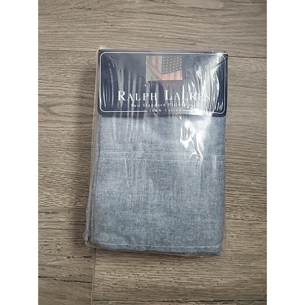 *2* set of Ralph Lauren Chambray Blue 100% Cotton standard pillowcases VTG